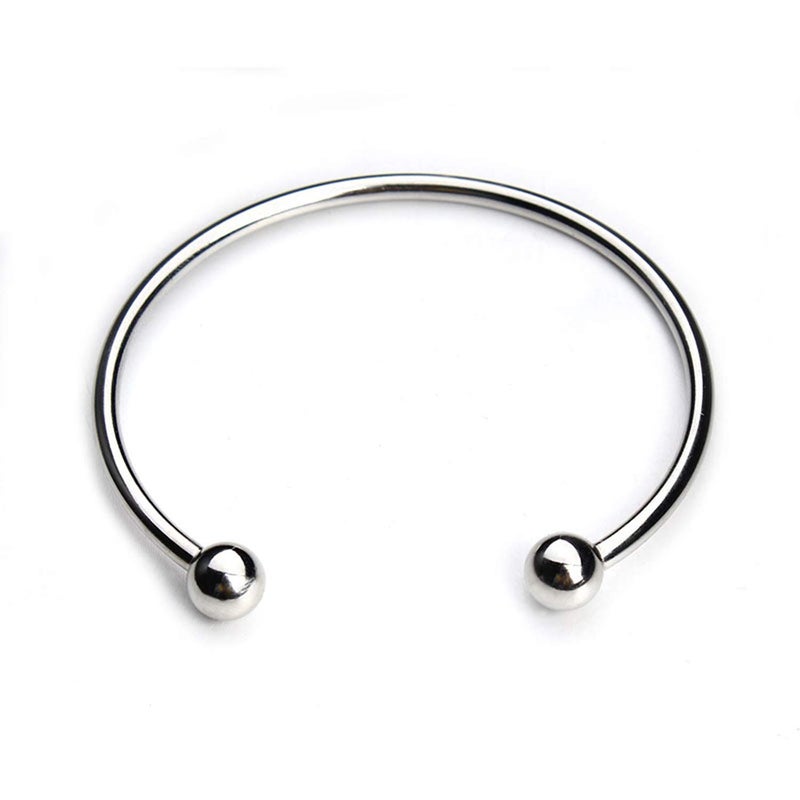 RUBYCA 10pcs Silver Tone Bangle Bracelet Screw End Ball Cuff Charm Beads DIY Jewelry Making - Image 1